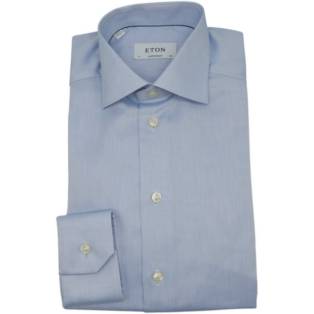 ETON SKY BLUE CHECKED SHIRT WITH DARK BLUE BUTTONS 